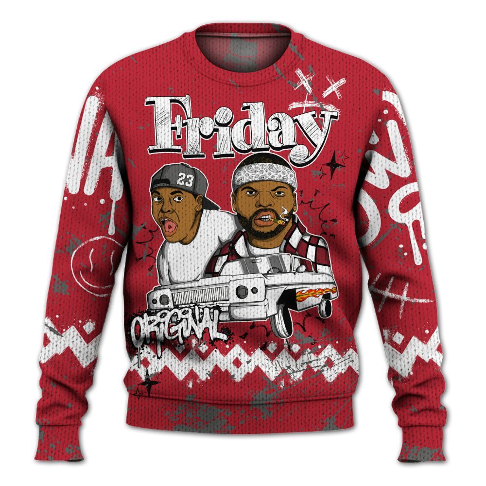 Knitted Sweater To Match Red Flint 13s - Friday Sneaker Crayon