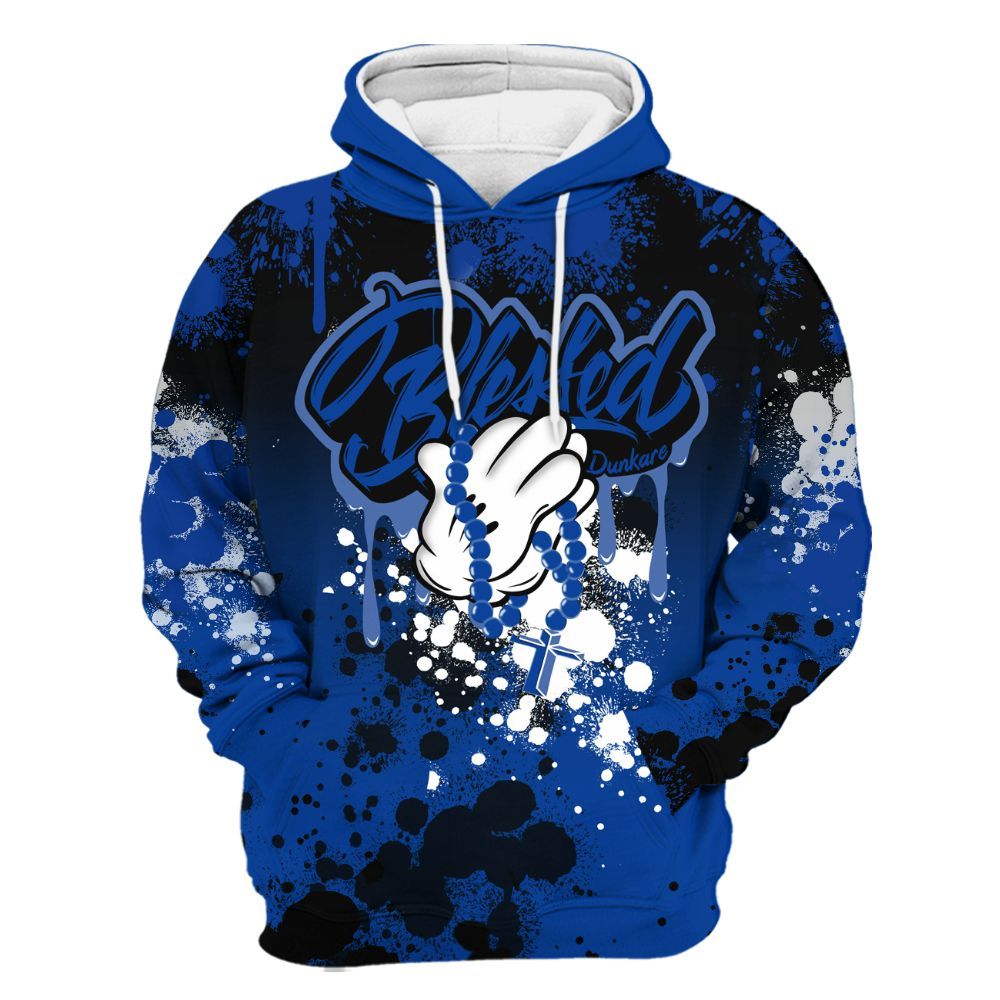 Hoodie To Match Hyper Royal 12s - God Blessed Ink Drip All Over Print