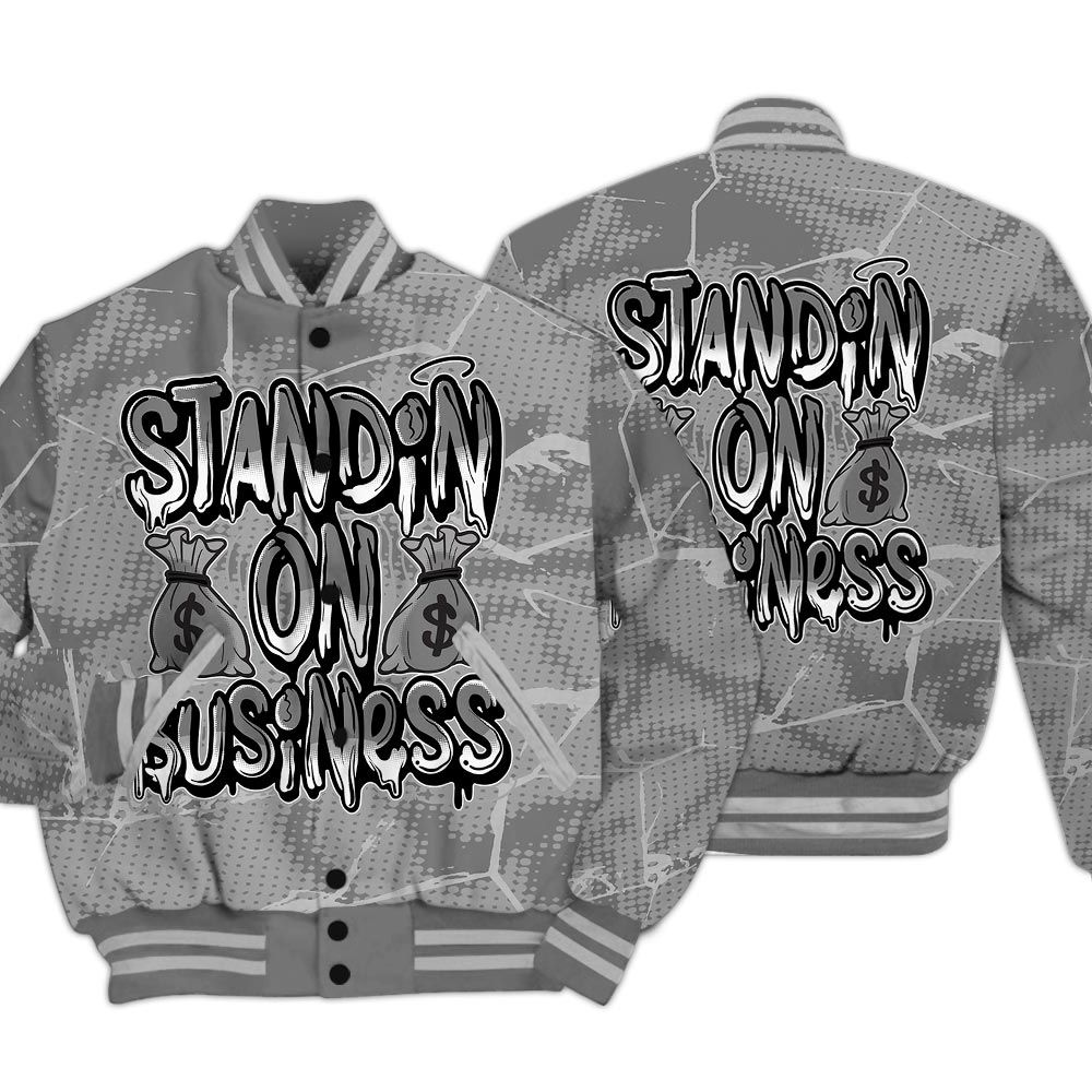 Varsity Jacket To Match Black Wolf Grey 12s - Standin' Business White Graphic Crack Varsity Jacket Unisex