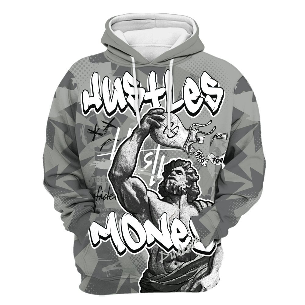 Hoodie To Match Paris Cement Grey 4s - Huslte Money Retro All Over Print