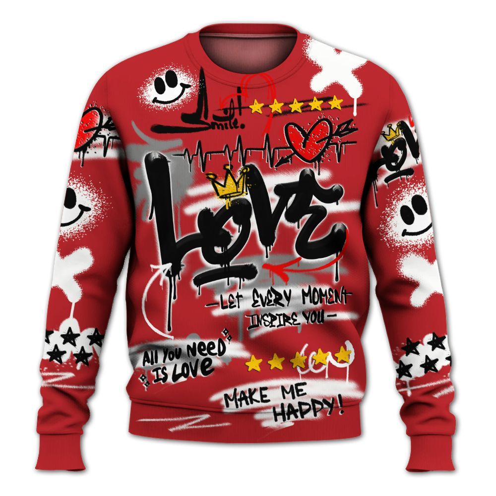 Sweatshirt To Match Retro Cherry 12s - Happy Love Beats Graffiti Streetwear All Over Print