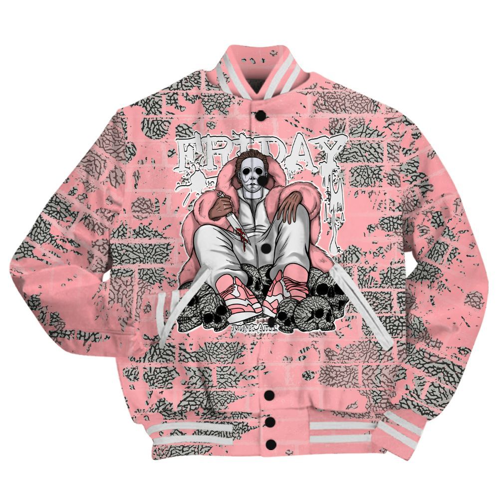 Varsity Jacket To Match Retro Wings 3s Shirt - Friday Brick All Over Print