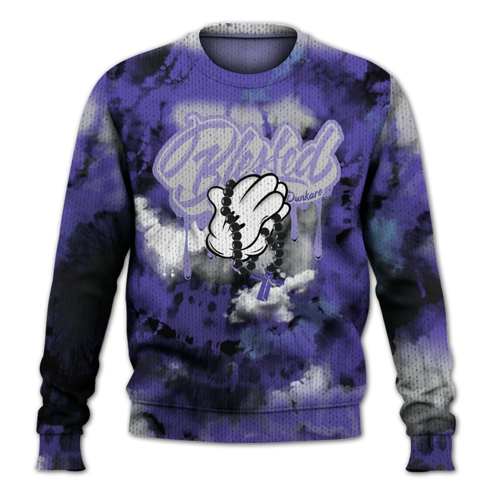 Knitted Sweater To Match Retro Concord 5s - God Blessed Tie Dye