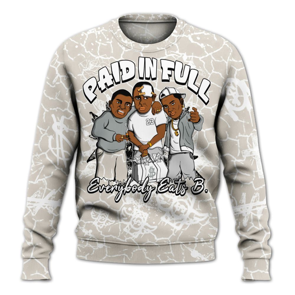 Sweatshirt To Match Retro Pure Money 3s - Everybody Paid In Full Crayon All Over Print