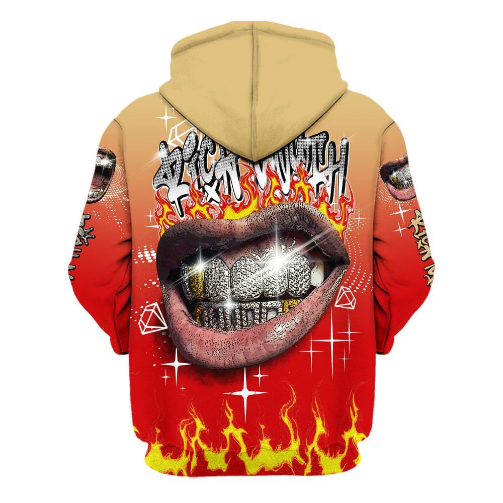 Hoodie To Match Ja 2 Halloween - Rich Mouth Fire Rap Retro 90s All Over Print