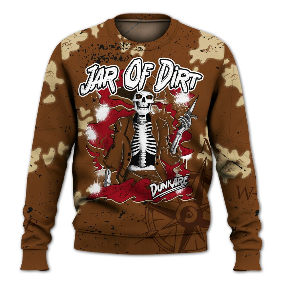 Sweatshirt To Match Archaeo Brown 5s - Skeleton Jar Of Dirt Retro All Over Print