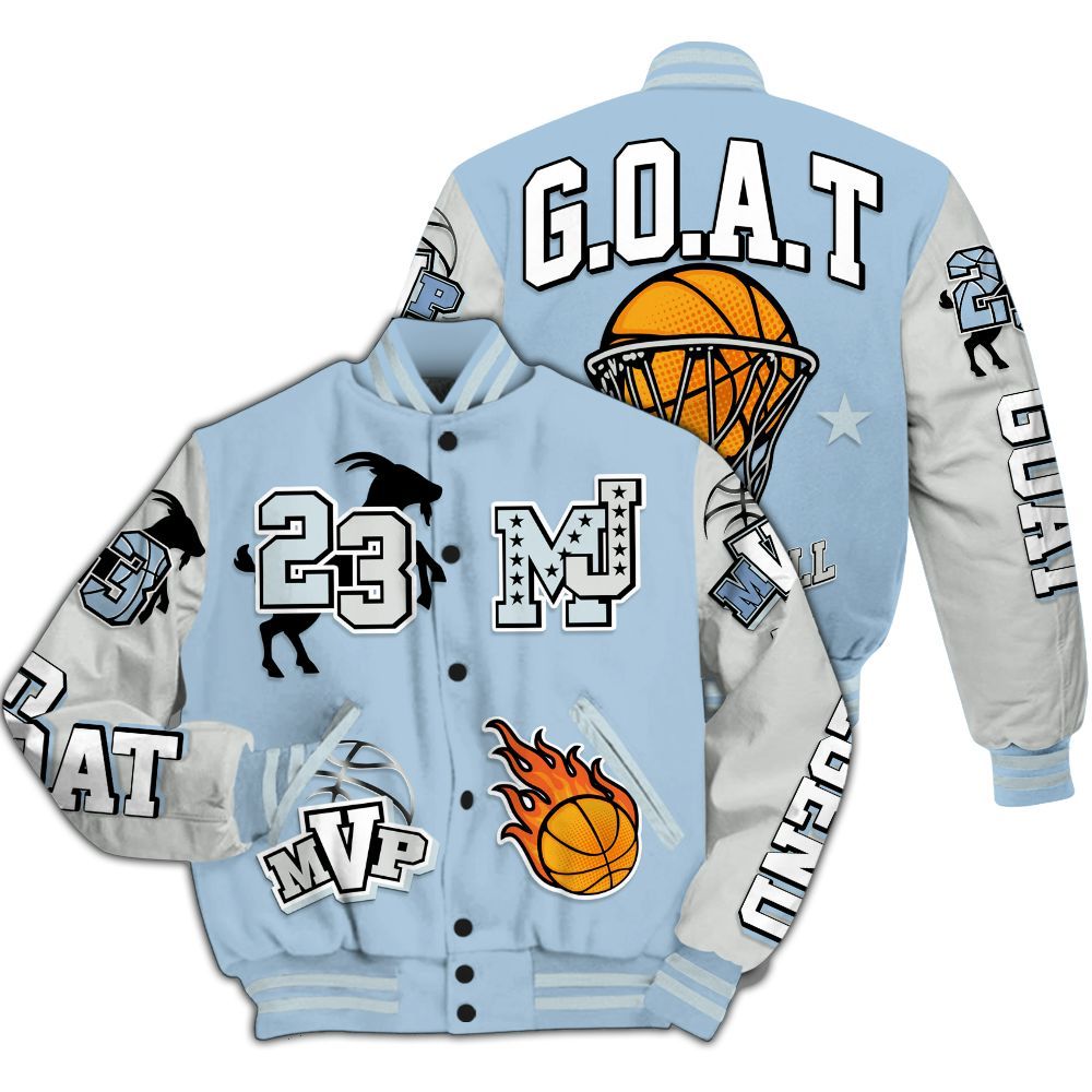 Varsity Jacket To Match Forget Me Not 4s Shirt, 23 Goat MVP Basketball All Over Print