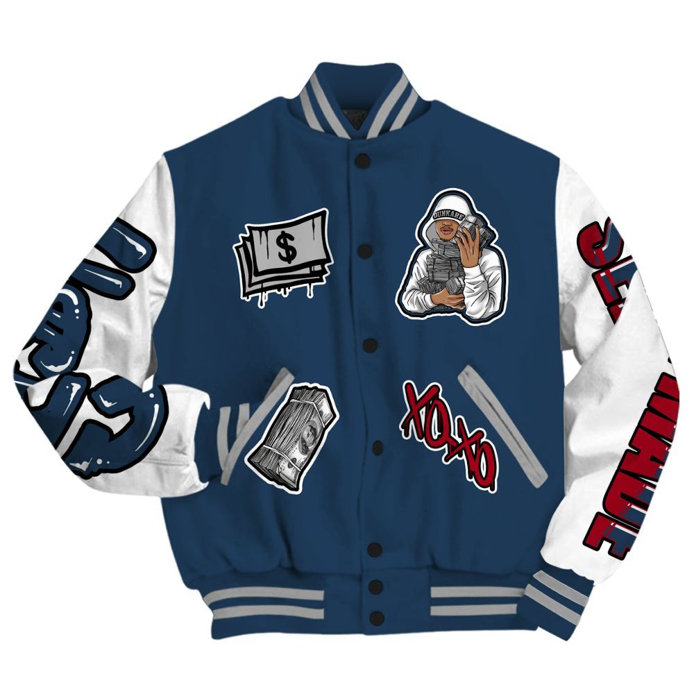 Varsity Jacket To Match Retro French Blue 2025 12s - Selfmade All Over Print