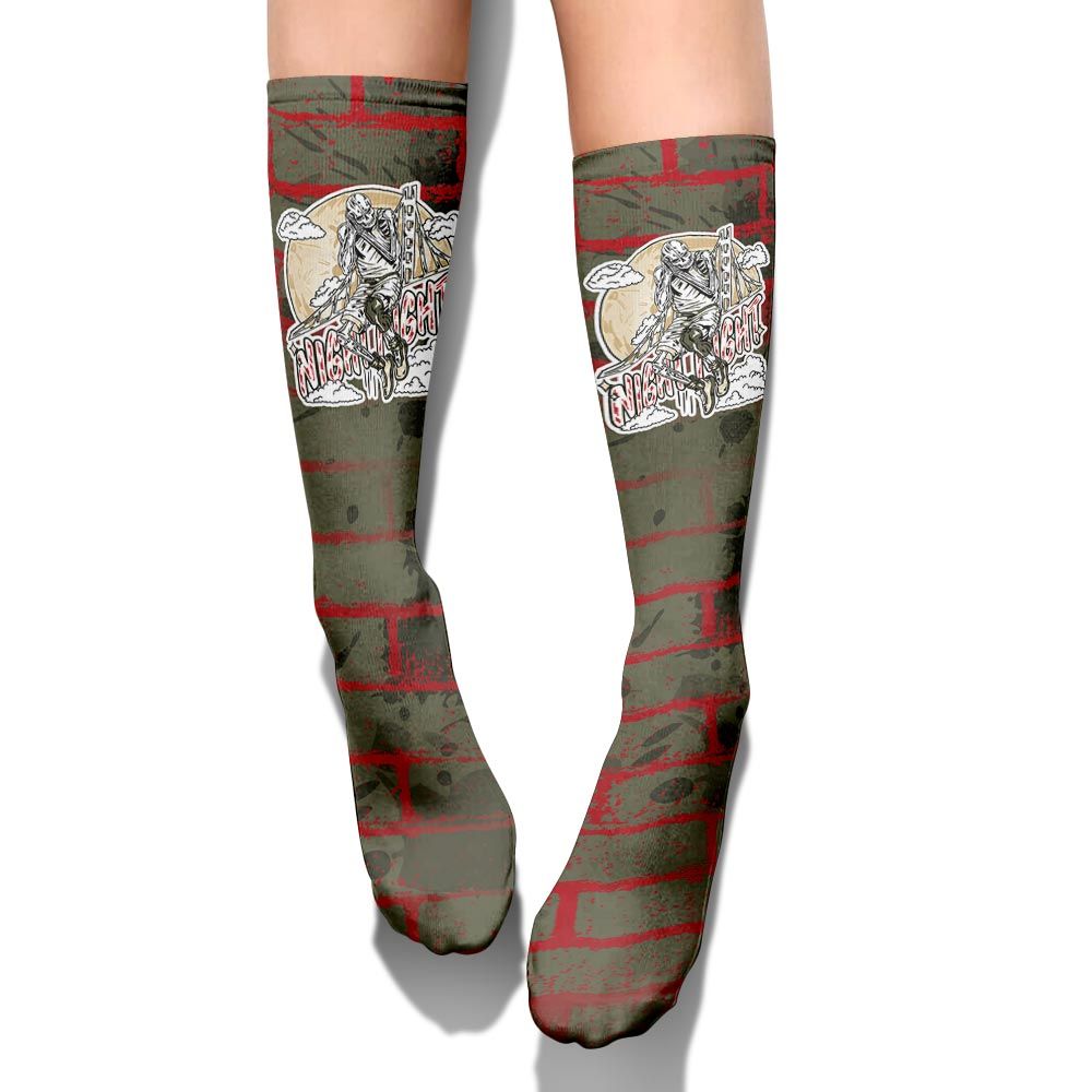 Sock To Match Travis Scott Low OG Medium Olive 1s - Seeya Skeleton Brick