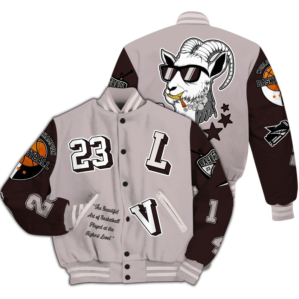 Varsity Jacket To Match AMM Air Smokey Mauve 6s - The GOAT Got Em All Over Print