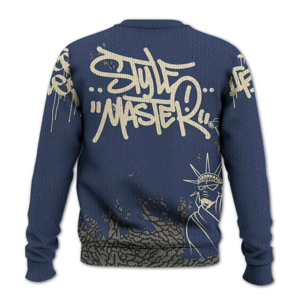 Knitted Sweater To Match Diffused Blue 3s - Graphic Fck Around Find Out