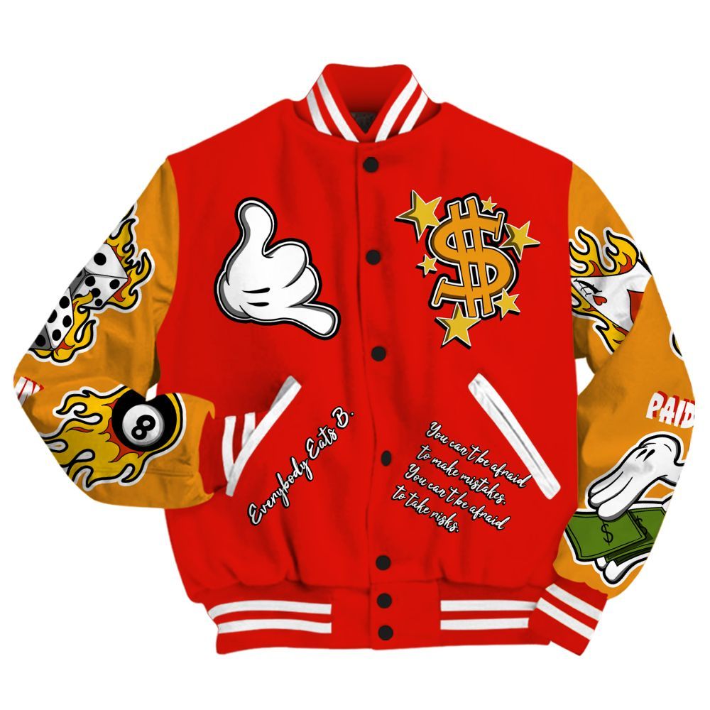 Varsity Jacket To Match Retro Sunset 2026 5s - Everybody Paid In Full Graphic All Over Print