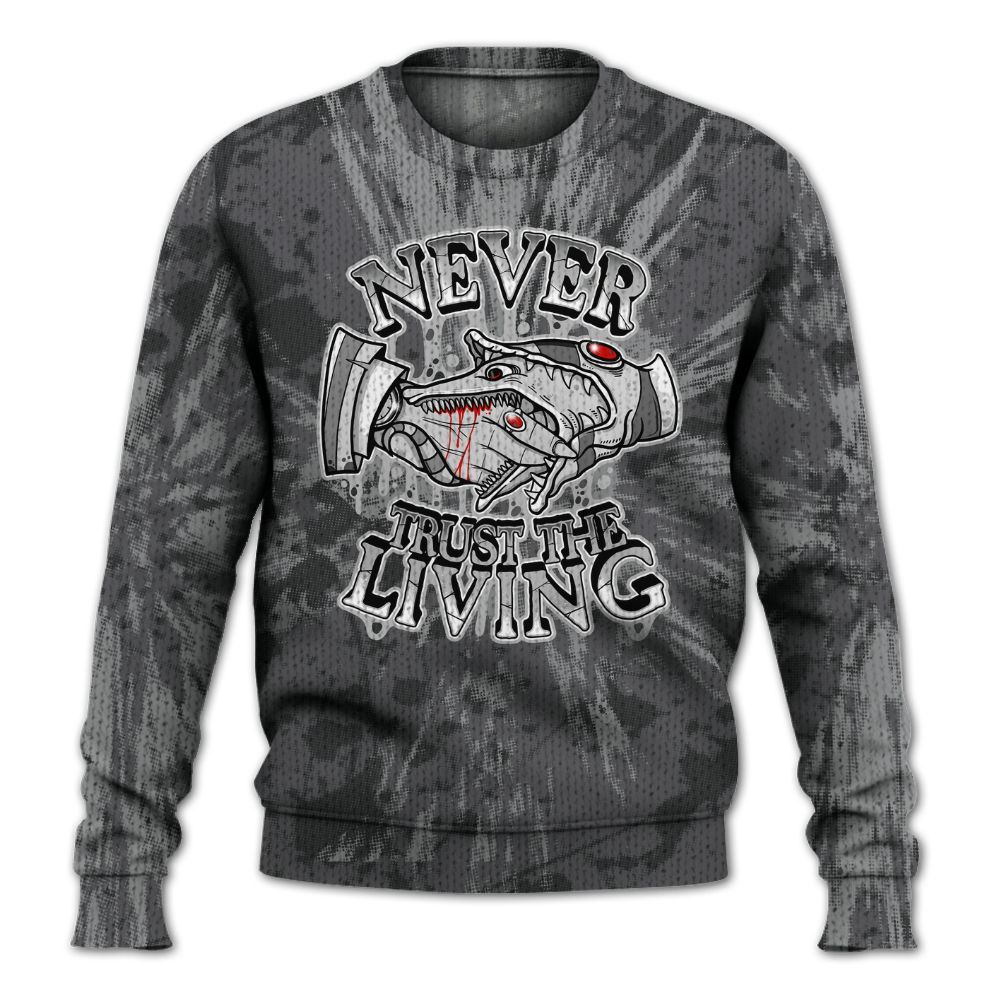 Knitted Sweater To Match White Thunder 4s - Never Trusting Living Graphic Halloween