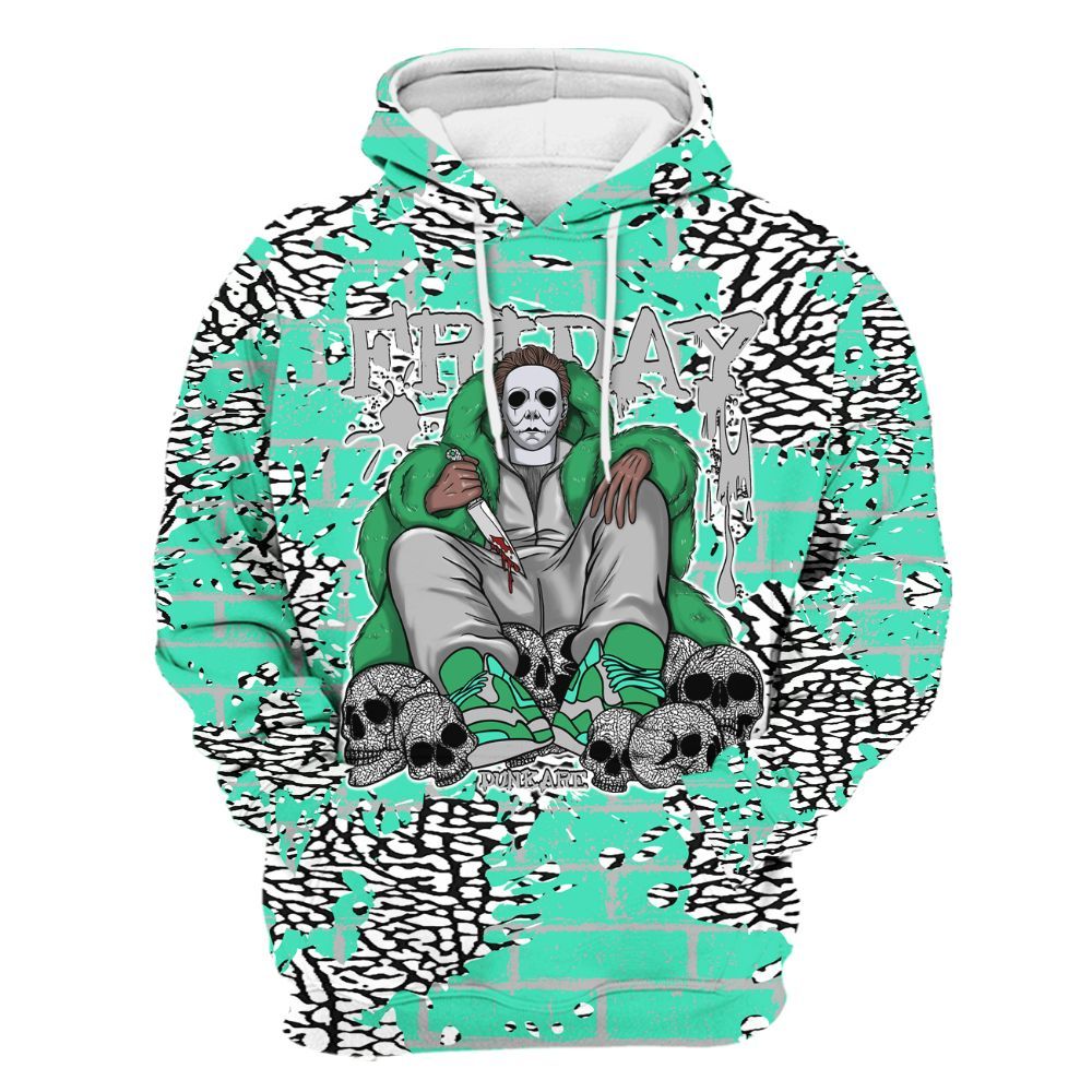 Hoodie To Match Black Green Glow 3s - Friday Brick All Over Print