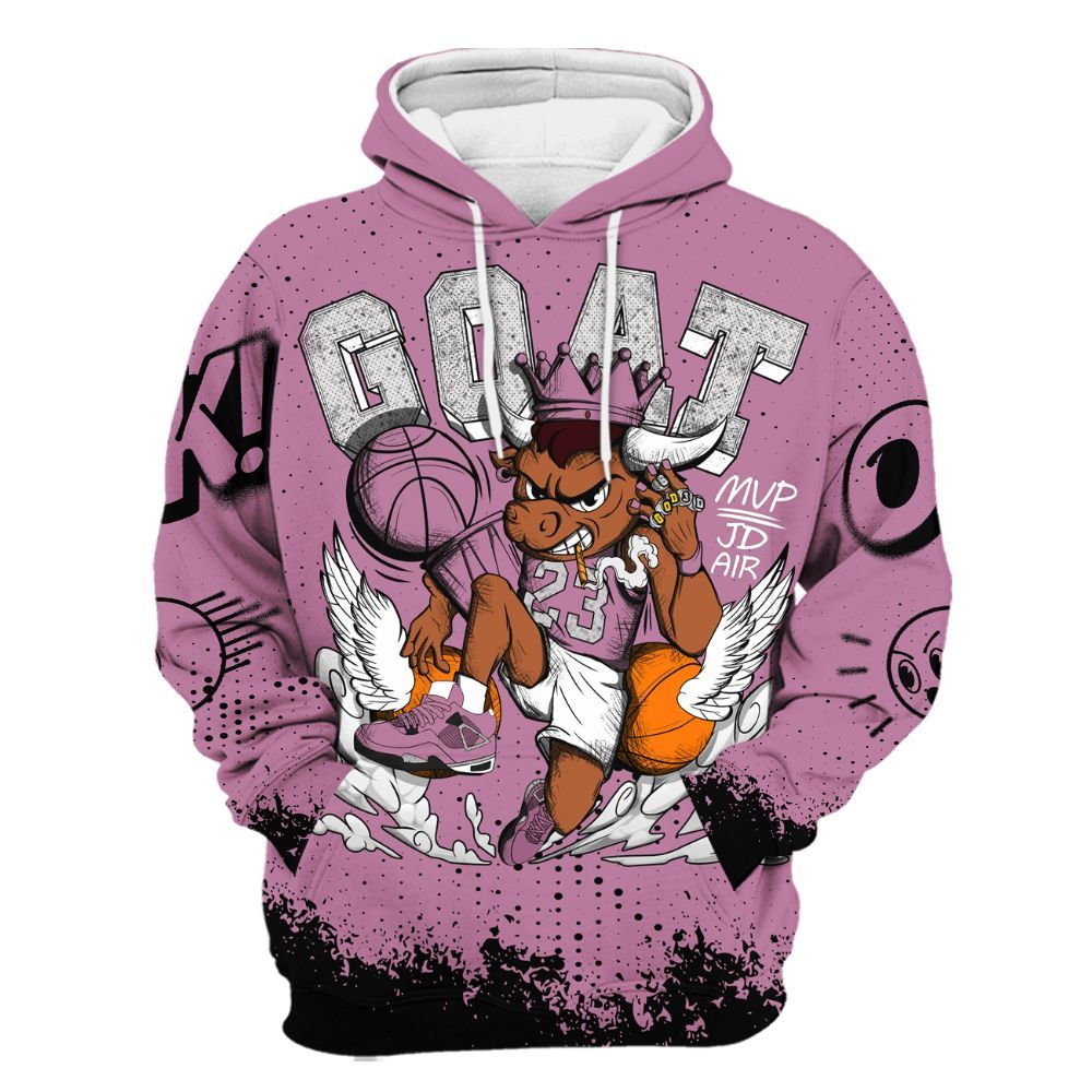 Hoodie To Match Neutral Grey Black White Orchid 4s - FlightMan Number 23 G.O.A.T All Over Print