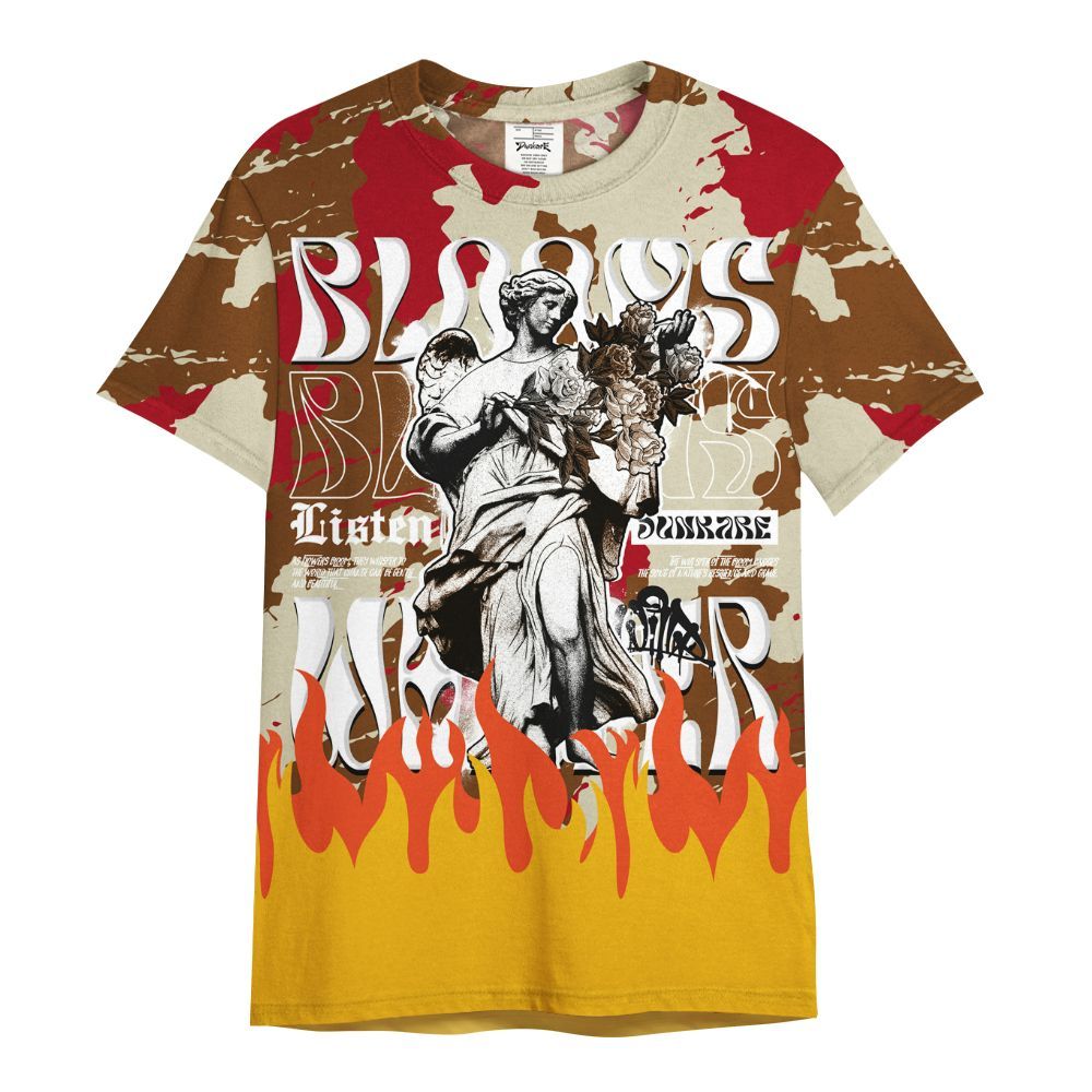 Shirt To Match Archaeo Brown 5s - Blooms Whisper Retro All Over Print