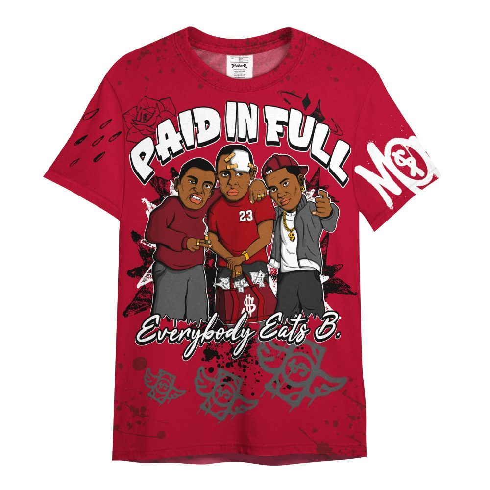 Shirt To Match Air Foamposite Pro Gym Red - Everybody Paid In Full Crayon All Over Print