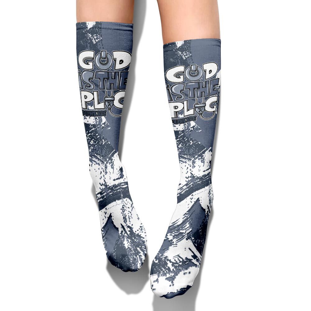 Sock To Match Low Diffused Blue 11s - God Is The Power Cord Circle Splash