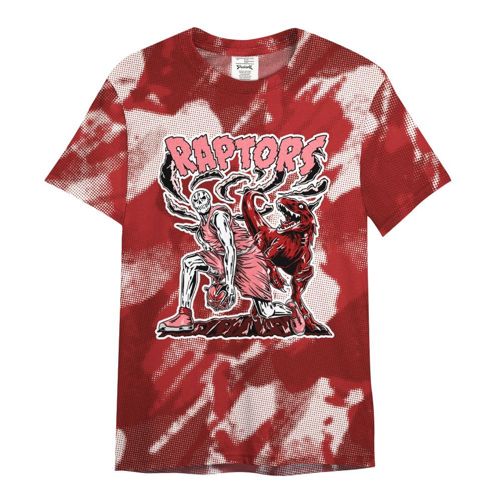 Shirt To Match Red Taxi 12s - Raptors Skeleton Abstract Halftone All Over Print