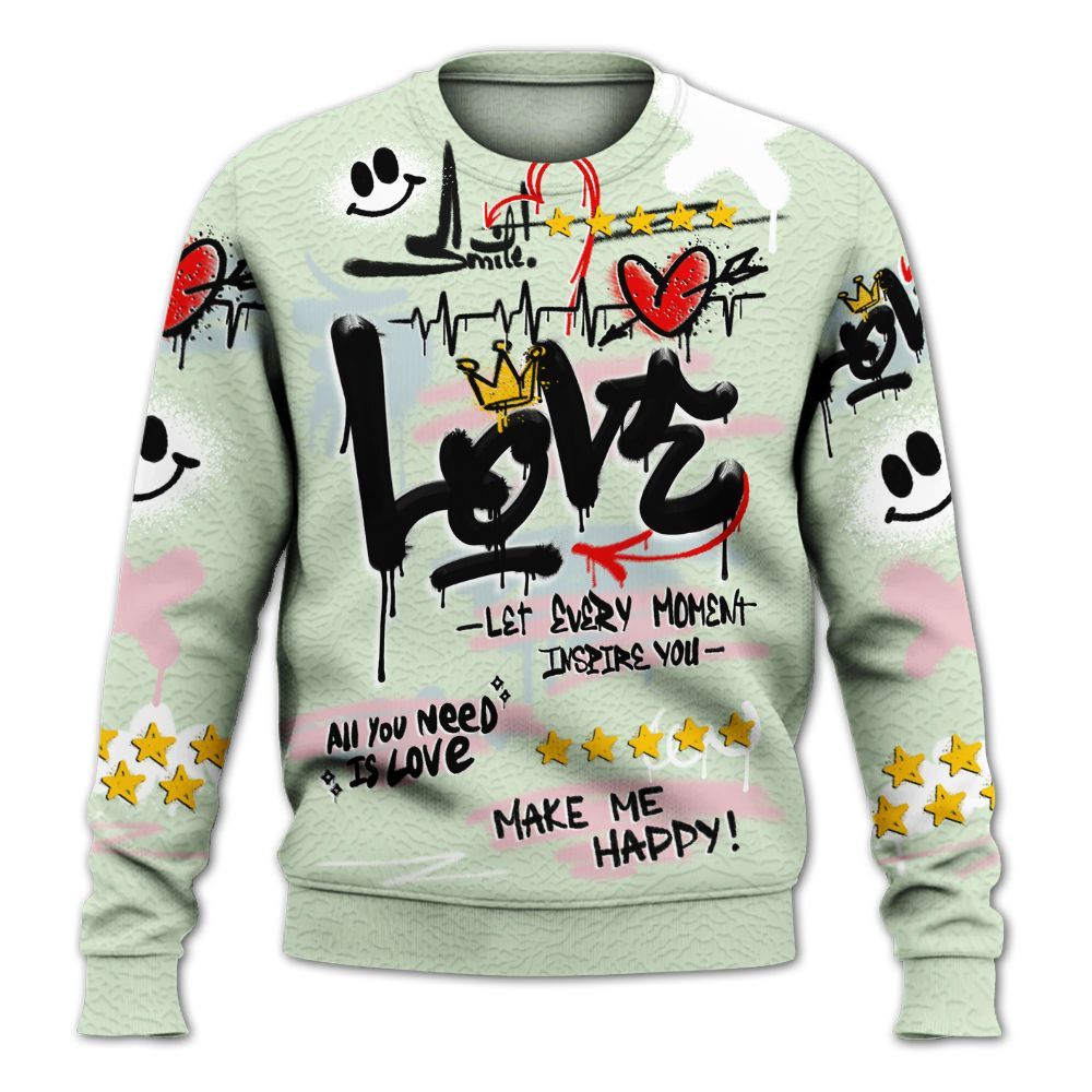 Sweatshirt To Match Spring Is In The Air 3s - Happy Love Beats Graffiti Streetwear All Over Print