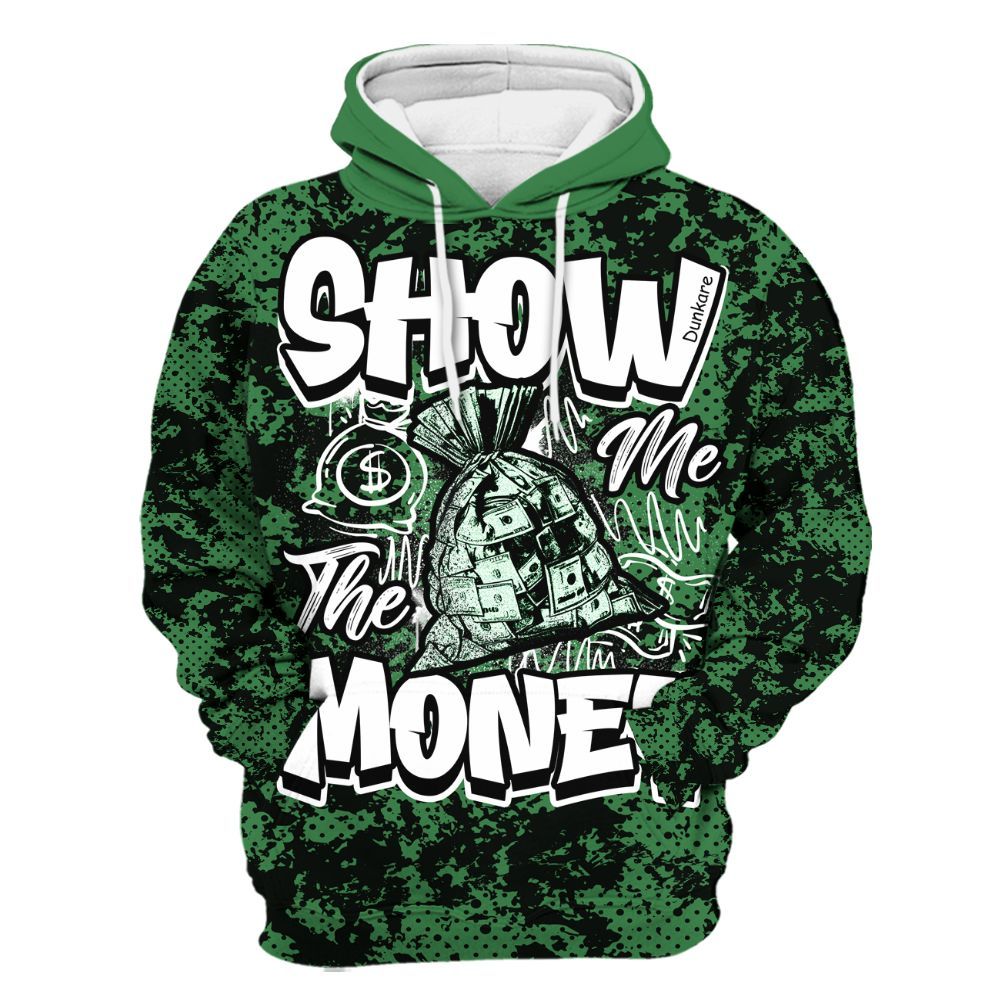 Hoodie To Match Lucky Green 1s - Show Me The Money Retro All Over Print
