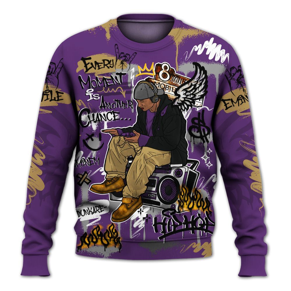 Sweatshirt To Match Air Diamond Turf Ravens - 8Mile Movie Graffiti All Over Print