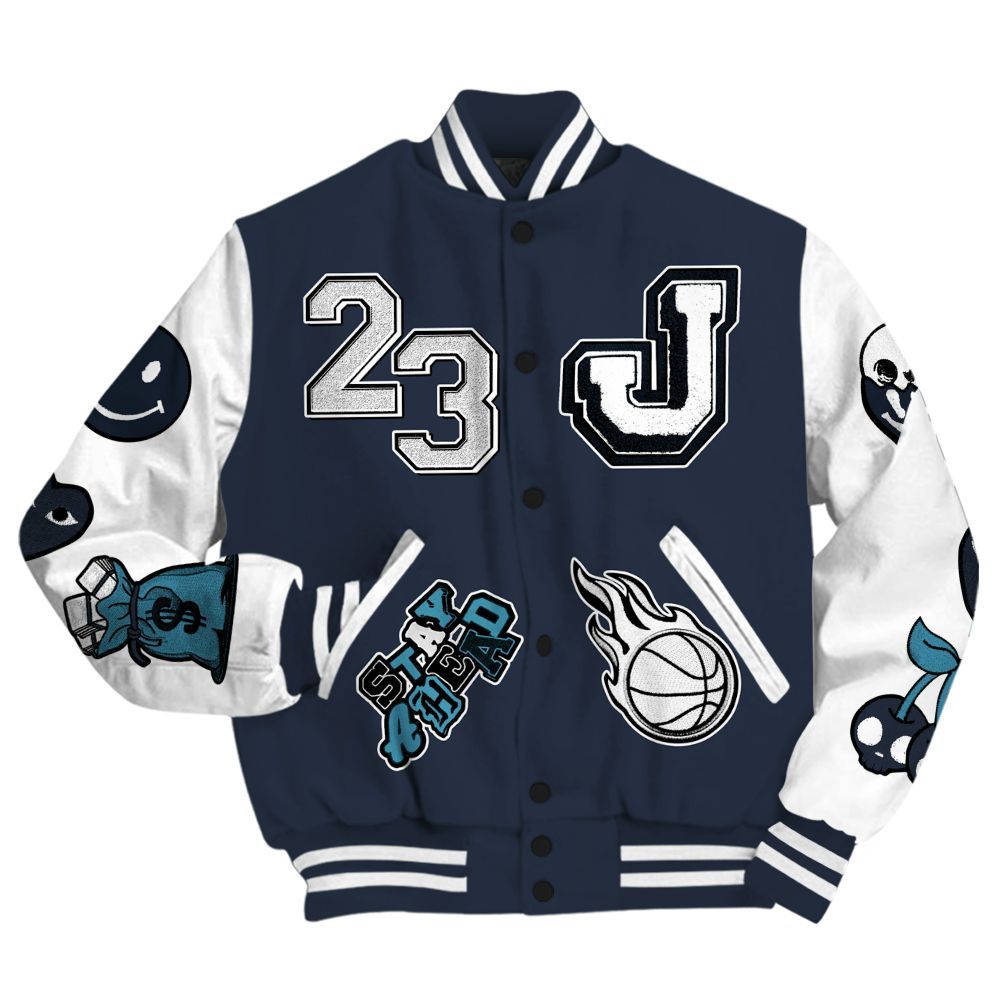 Varsity Jacket To Match Retro Obsidian 13s - Hustles Money Number 23 All Over Print