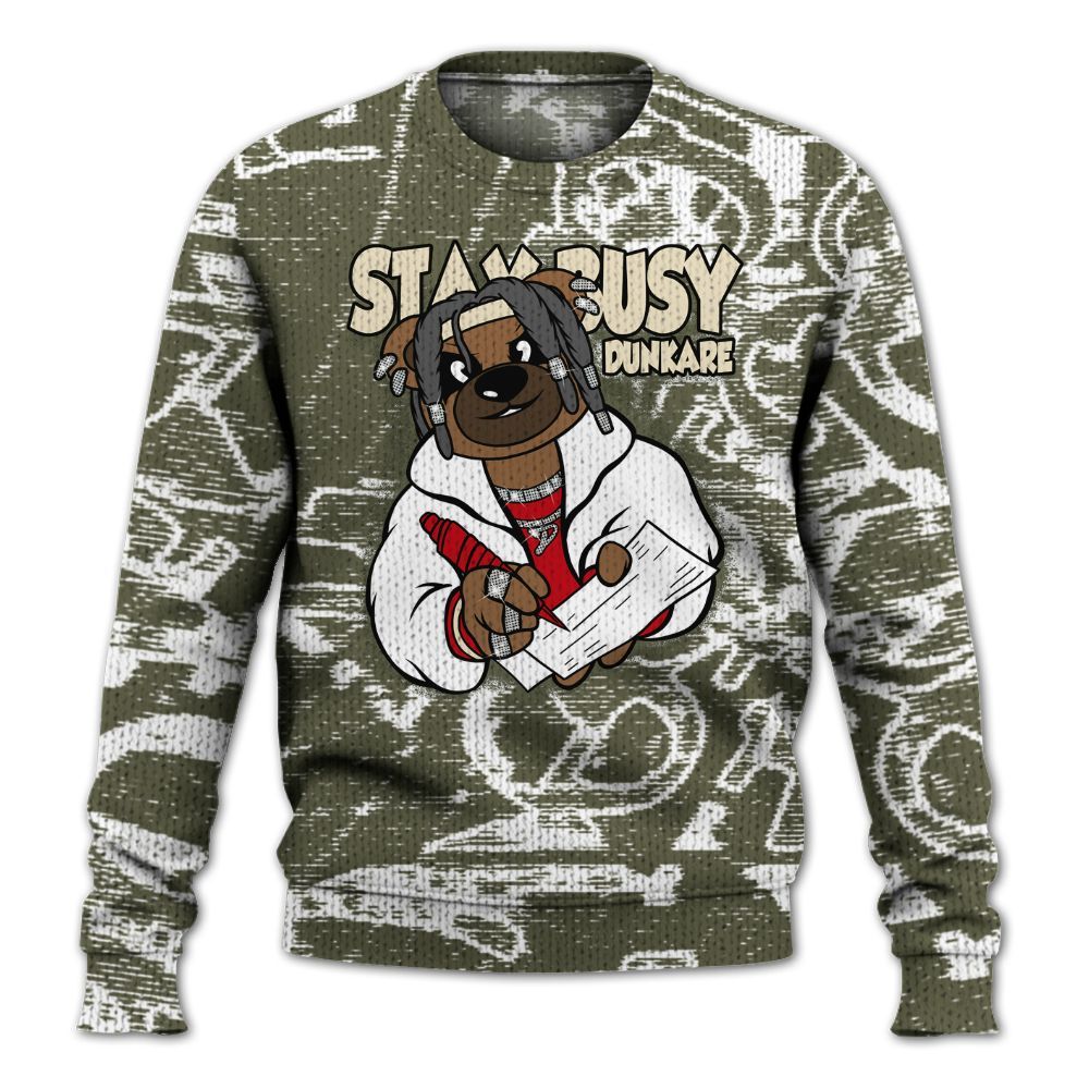 Knitted Sweater To Match Low OG Medium Olive 1s - Maintain Activity Bear Avant-Garde