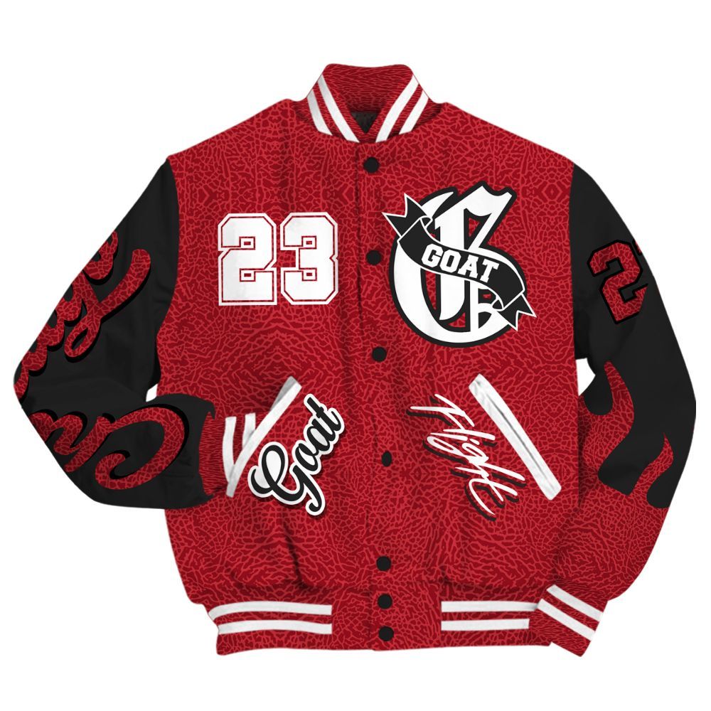 Varsity Jacket To Match High OG Varsity Red 1s - The G.O.A.T Flight Streetwear All Over Print