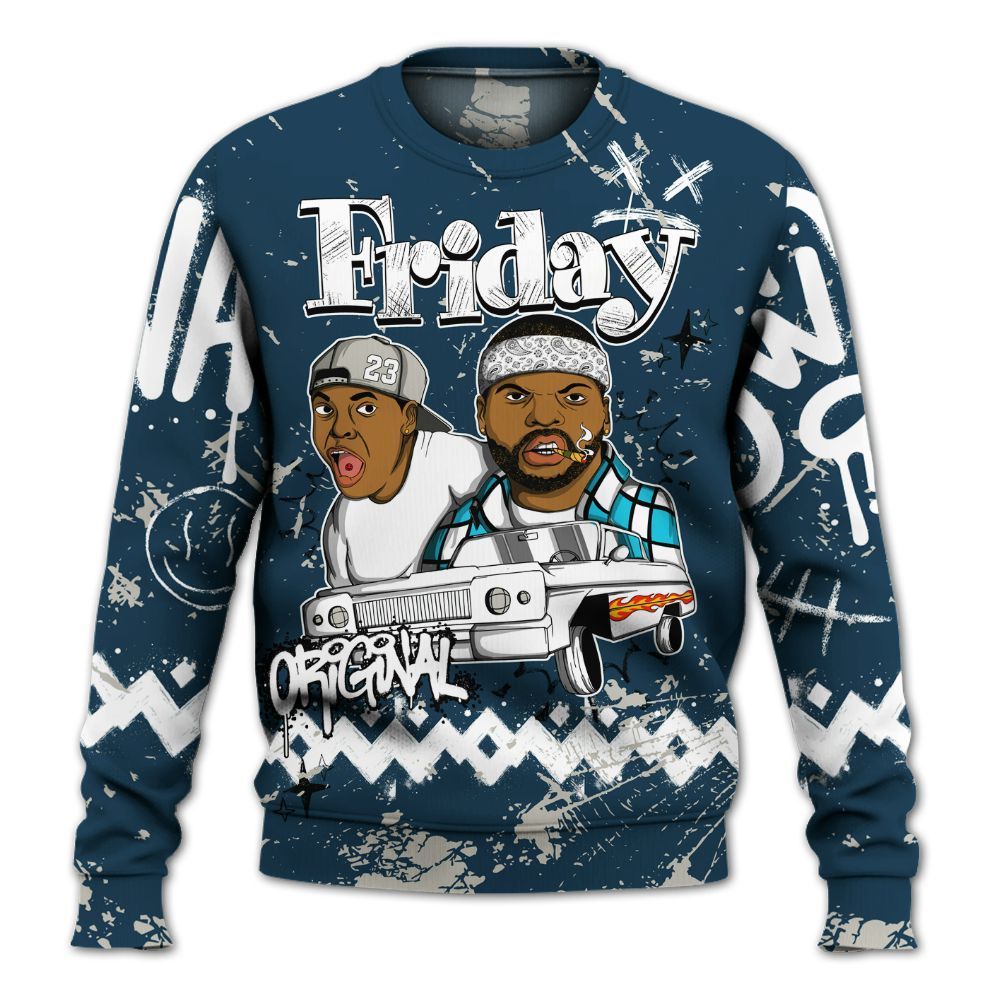 Sweatshirt To Match Air Navy Baltic Blue - Friday Sneaker Crayon All Over Print