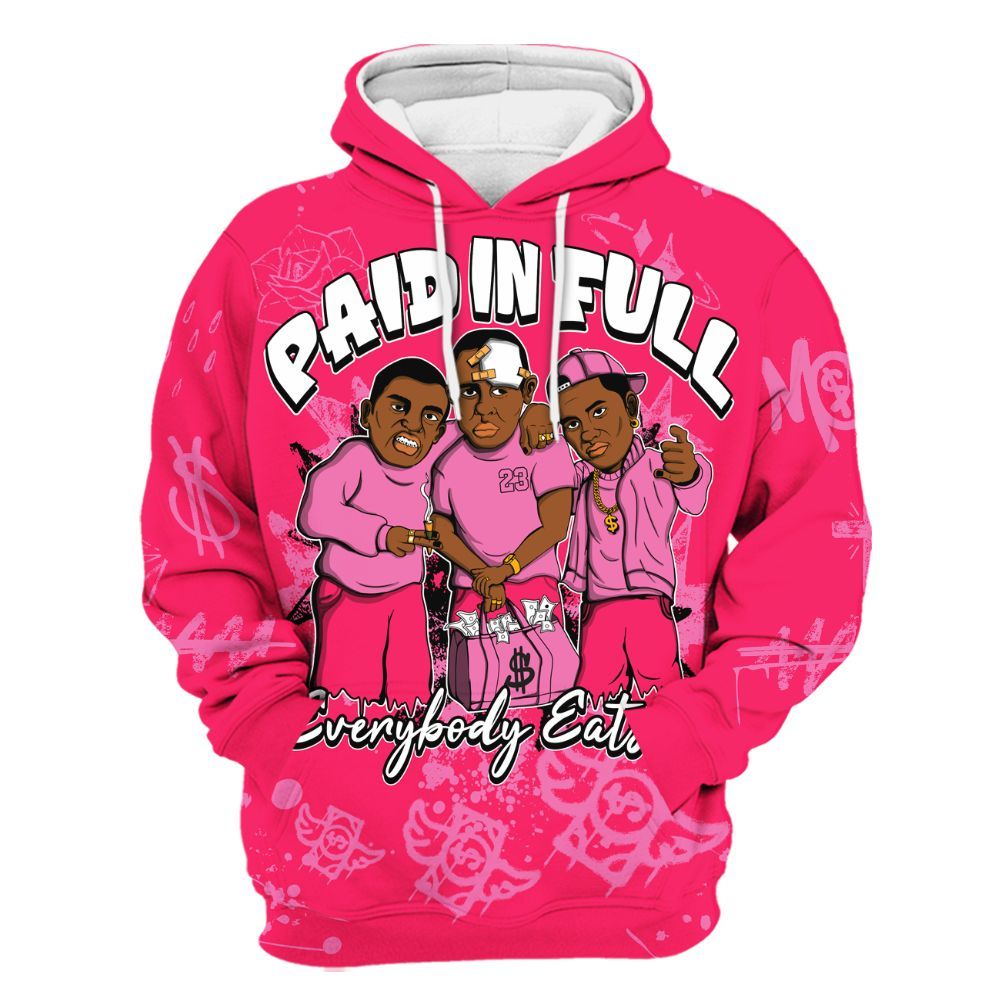 Hoodie To Match Air VaporMax Plus Triple Pink - Everybody Paid In Full Crayon All Over Print