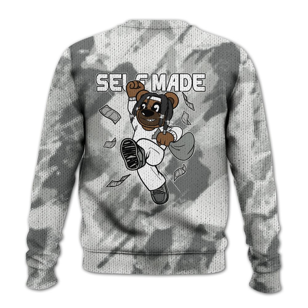 Knitted Sweater To Match Paris Cement Grey 4s - Autonomous Bear Abstract Halftone