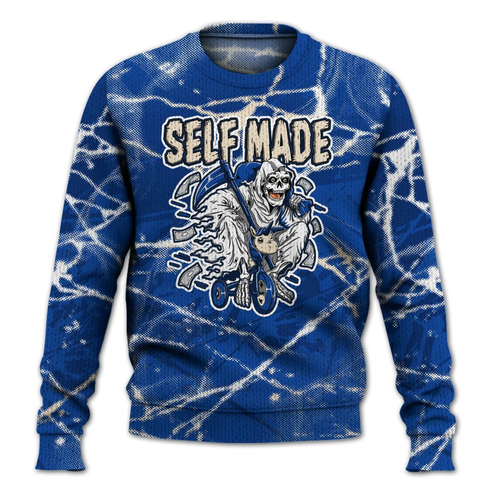 Knitted Sweater To Match Low Game Royal 1s - Self Make Skeleton Profound