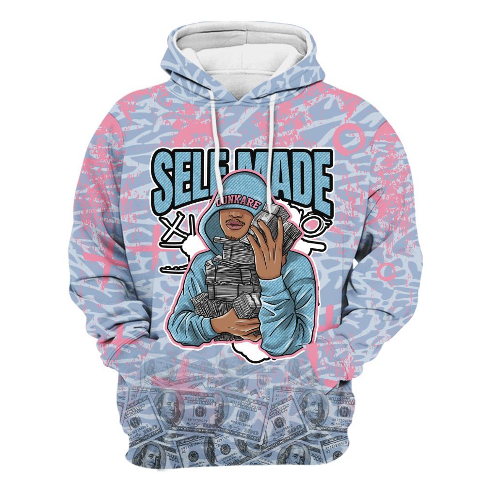 Hoodie To Match Denim Pink Glow 3s - Selfmade Unique Grunge All Over Print