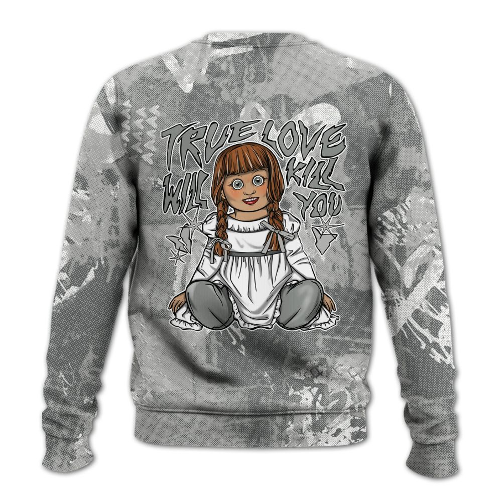 Sweatshirt To Match Retro Wet Cement 4s - Genuine Loves Bear Heart Grunge All Over Print