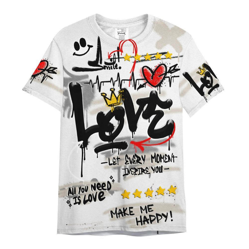 Shirt To Match Retro Reverse Metallic 5s - Happy Love Beats Graffiti Streetwear All Over Print