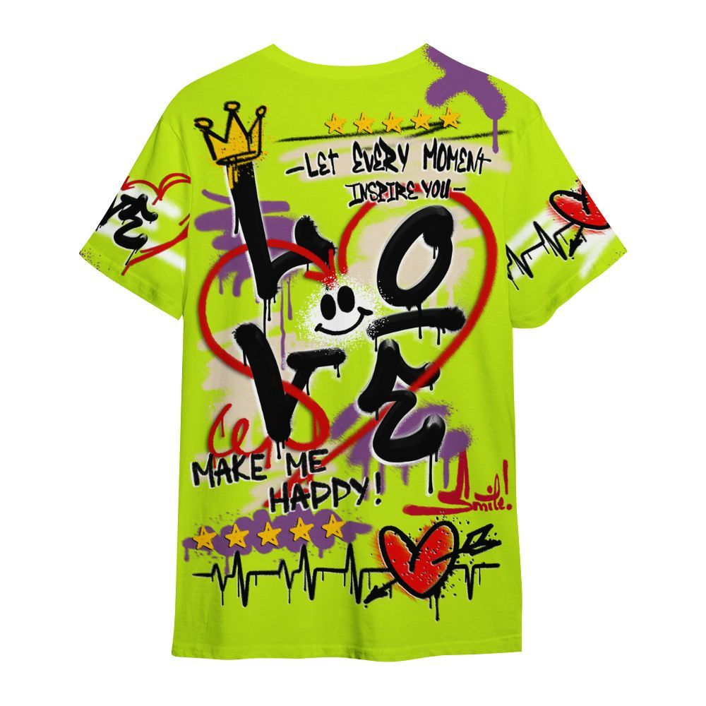 Shirt To Match GS Black Barely Volt 11s - Happy Love Beats Graffiti Streetwear All Over Print