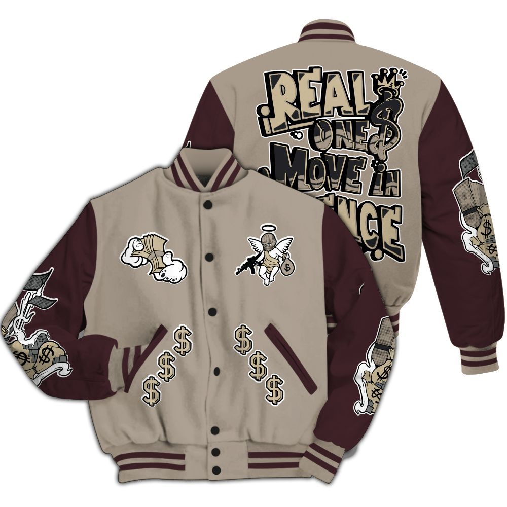 Varsity Jacket To Match AMM Retro Phantom 4s - Ones Move In Silence Graphic All Over Print