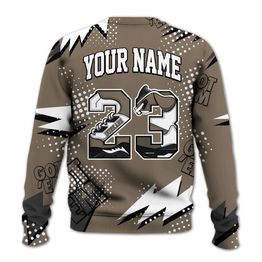 Sweatshirt To Match Low OG Dark Mocha 1s - Custom Name Number 23 5s All Over Print
