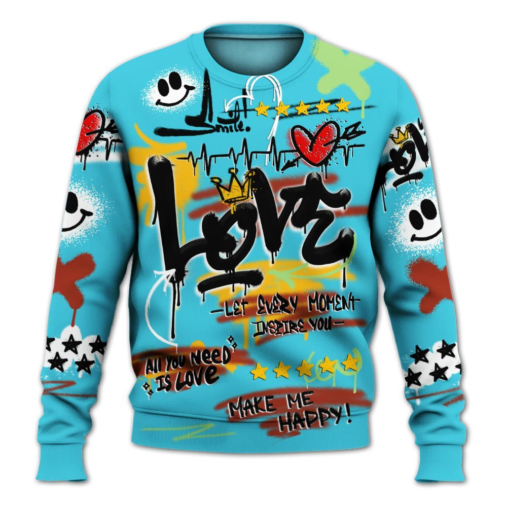 Sweatshirt To Match SB Dunk Di'Orr Greenwood - Happy Love Beats Graffiti Streetwear All Over Print