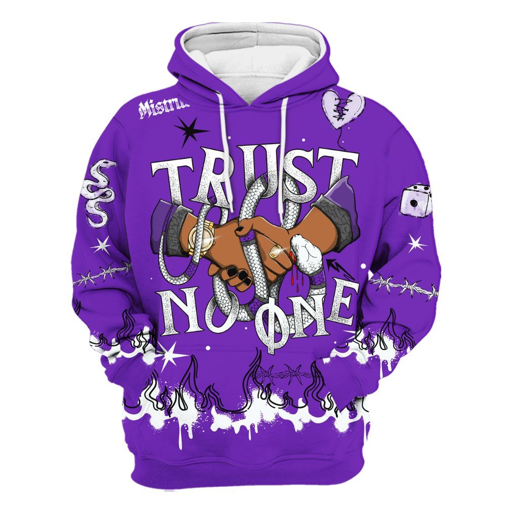 Hoodie To Match Retro Dark Iris 3s - Trust No One Snake-Bite Doodle Crayon All Over Print