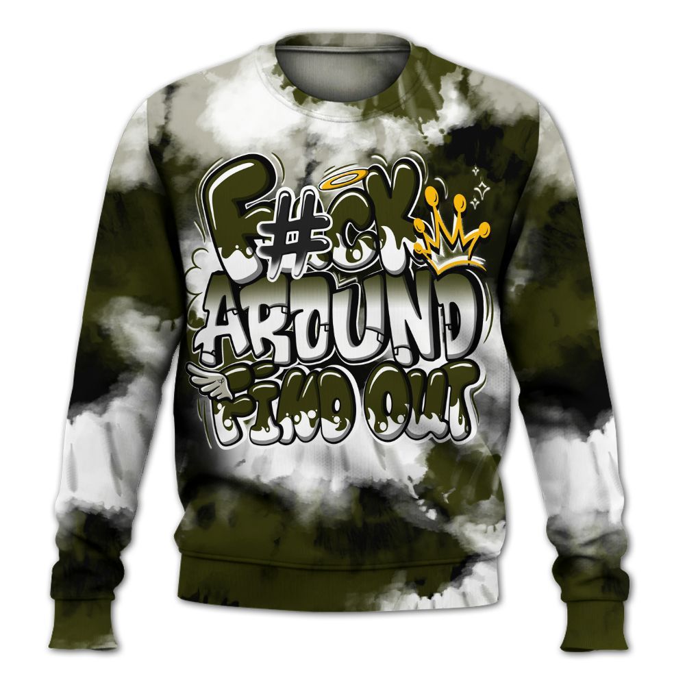 Sweatshirt To Match Dunk Low Pale Ivory Cargo Khaki - Tie Dye FK Around Find Out All Over Print