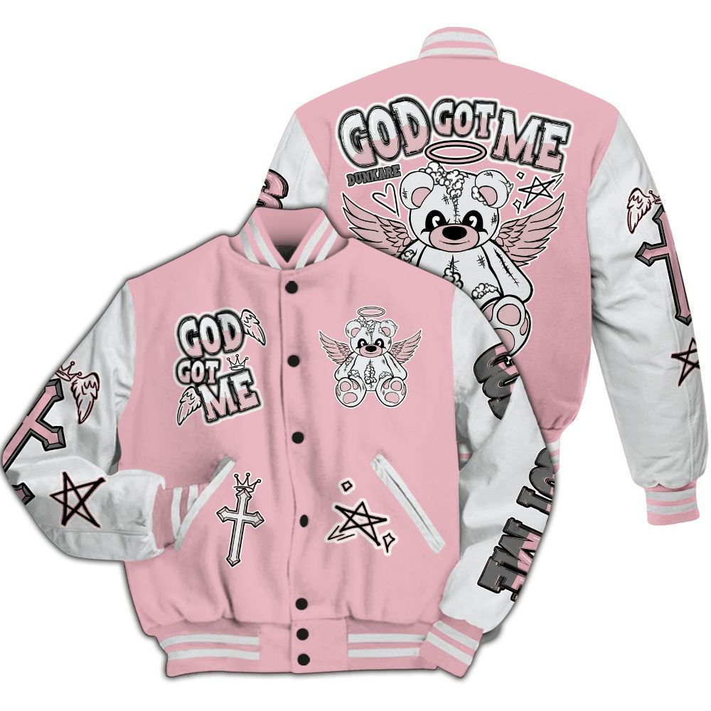Varsity Jacket To Match Air Max DN Pink Foam - Gods Guides Me Bear All Over Print