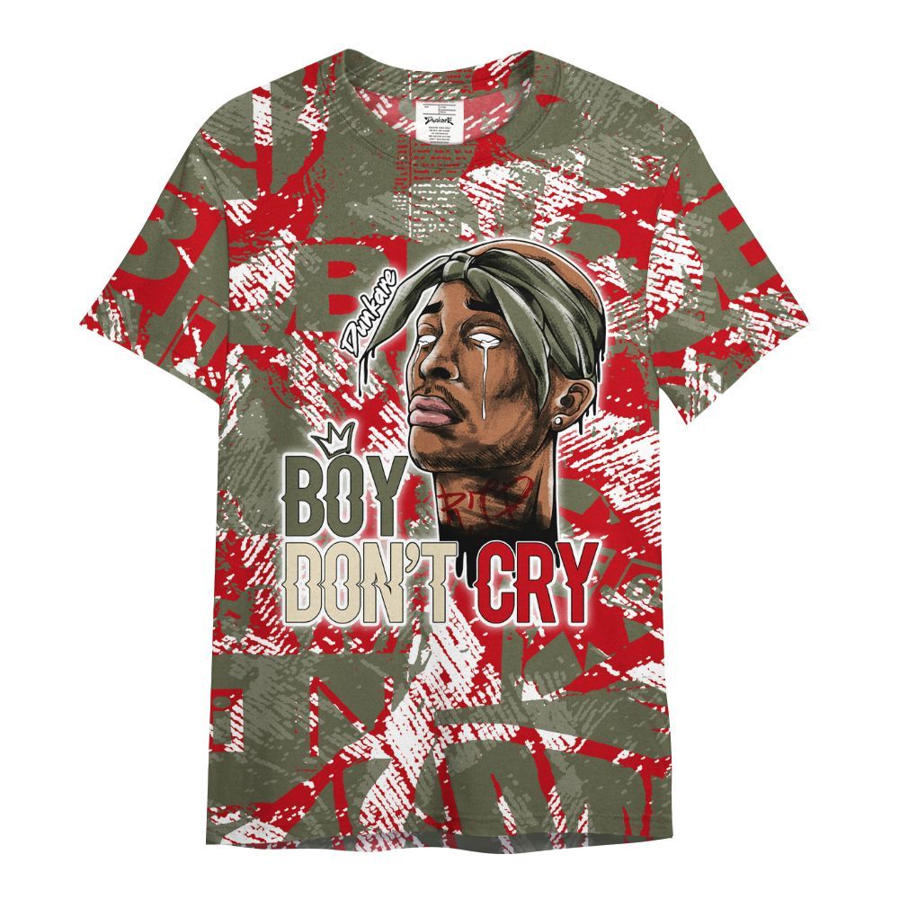 Shirt To Match Low OG Medium Olive 1s - Boiz Ain't Cry Unique Abstract All Over Print