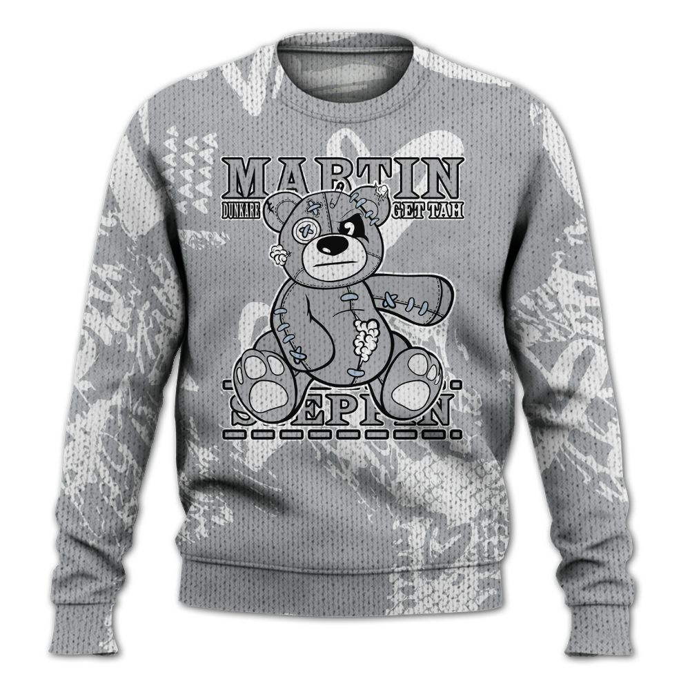 Knitted Sweater To Match Low OG Wolf Grey 1s - Tah Steppin Bear Heart Grunge