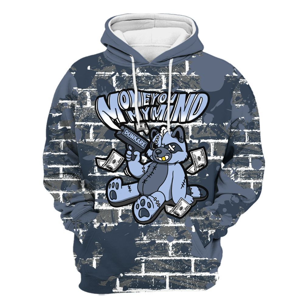Hoodie To Match Low Diffused Blue 11s - Money On My Mind Raccoon Brick All Over Print