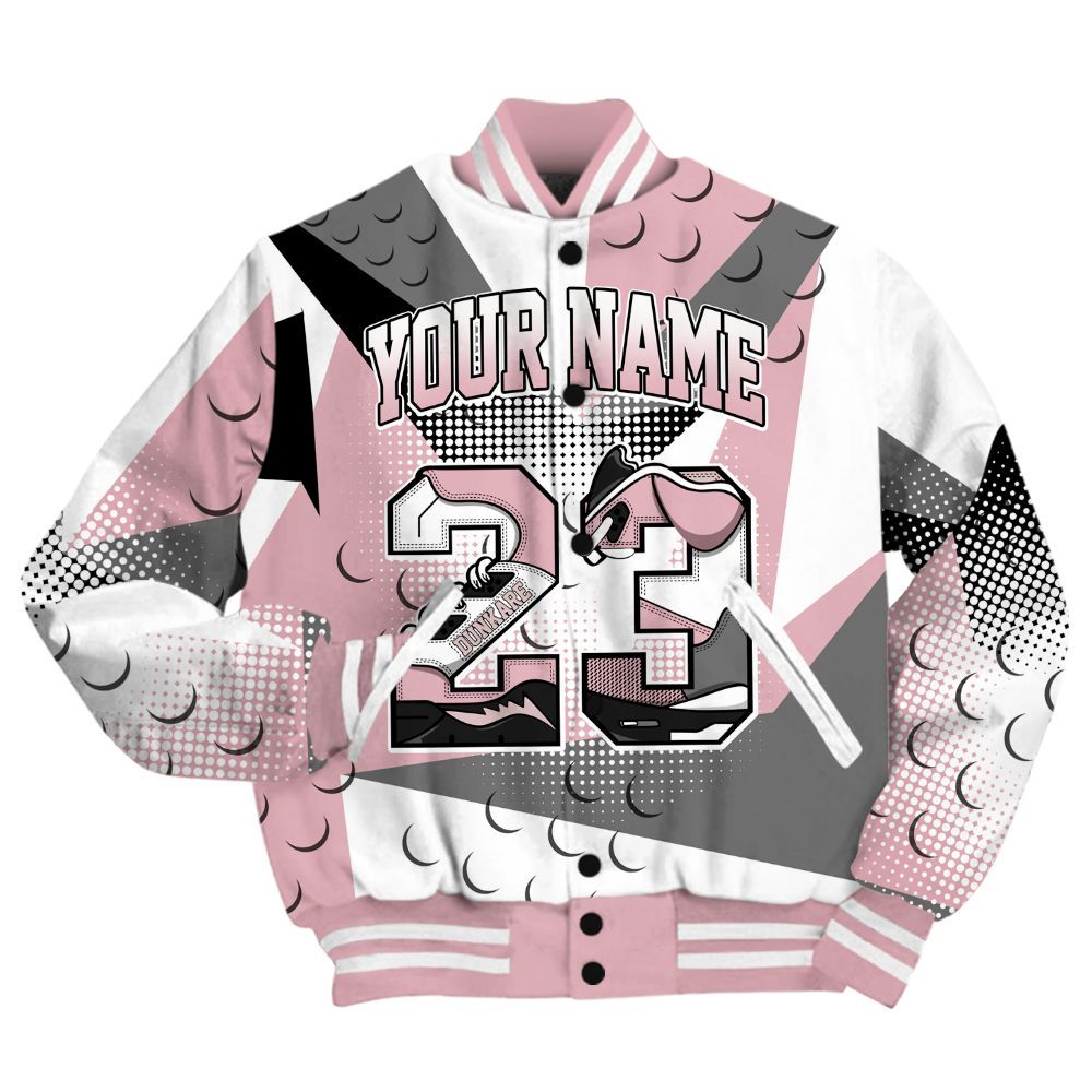 Varsity Jacket To Match Air Max DN Pink Foam Shirt, Poly Custom Name Number 23 5s All Over Print