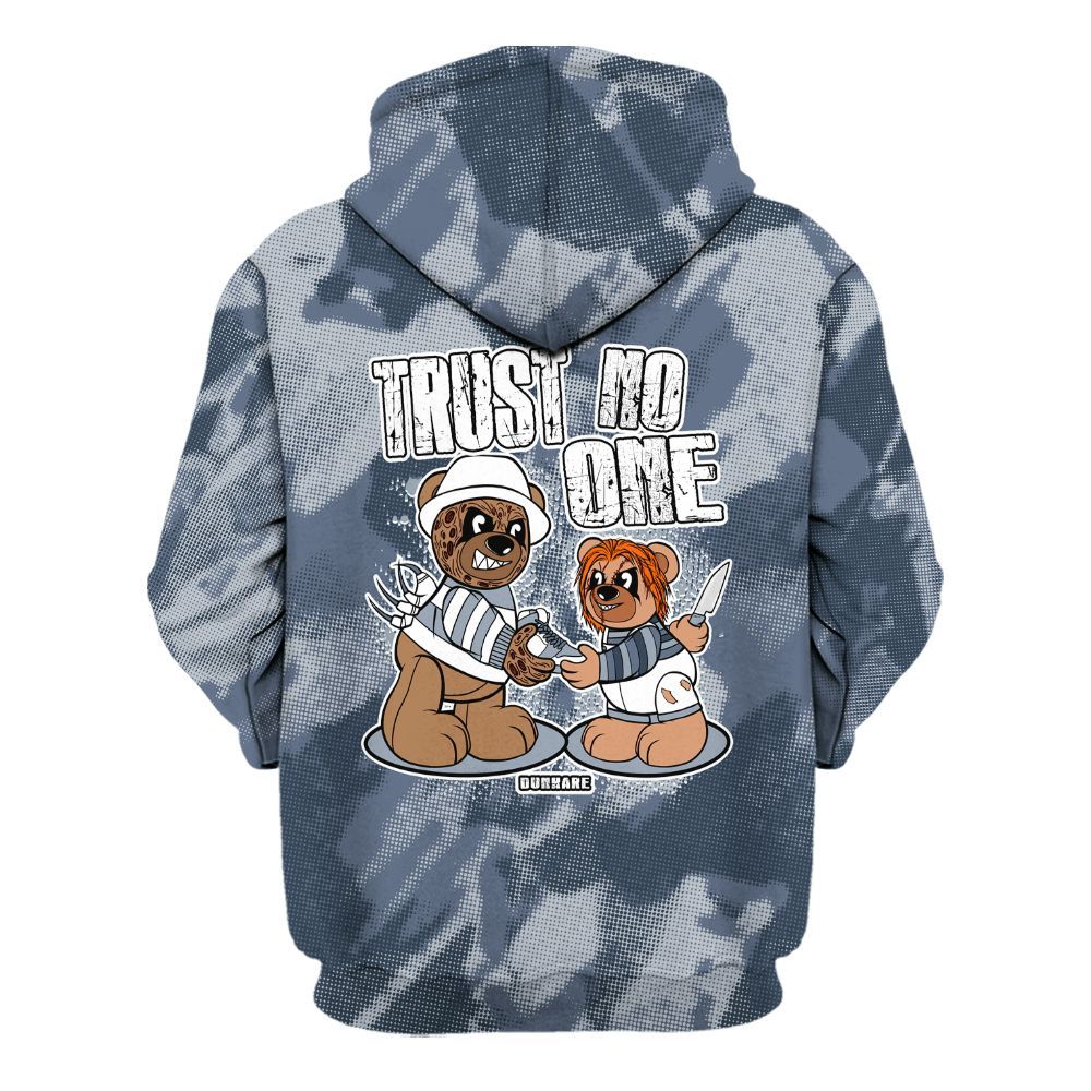 Hoodie To Match Low Diffused Blue 11s - Trust No One Bear Abstract Halftone All Over Print