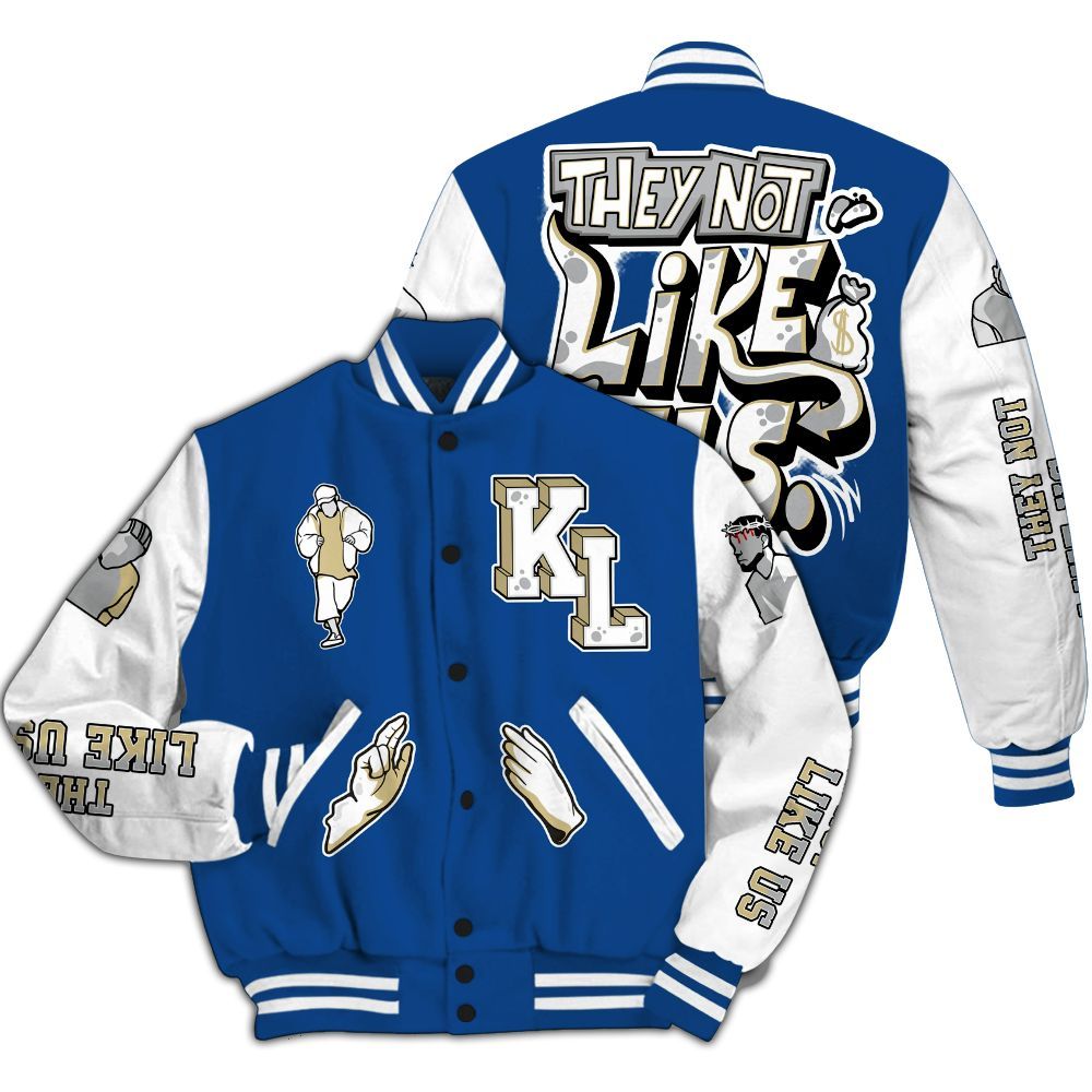 Varsity Jacket To Match Air Ship Royal Blue - Dislike Us Graphic All Over Print