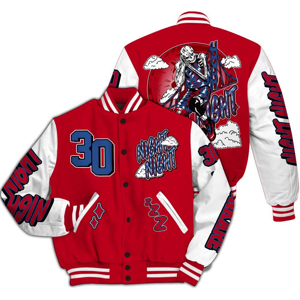 Varsity Jacket To Match Air Griffey Max Black Red Navy Blue 1s - Seeya Skeleton All Over Print